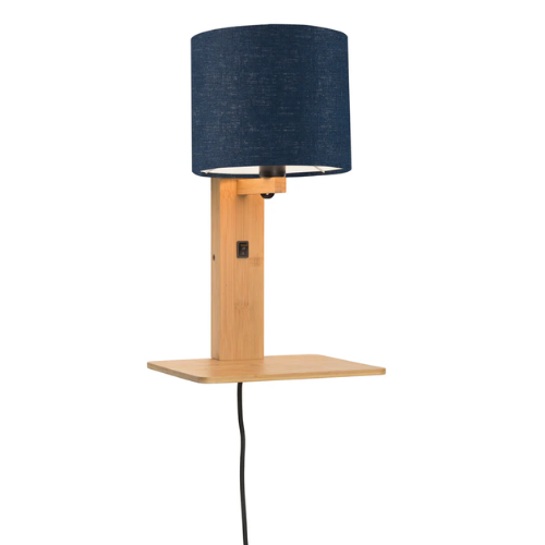 Good&Mojo Wandlamp Andes bamboe nat. plank/kap 18x15cm ecolin. bl.denim